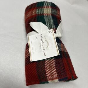 New w Tag Pottery Barn Lynbrook Plaid Scarf Foulard Red Green 70" x 14" Unisex